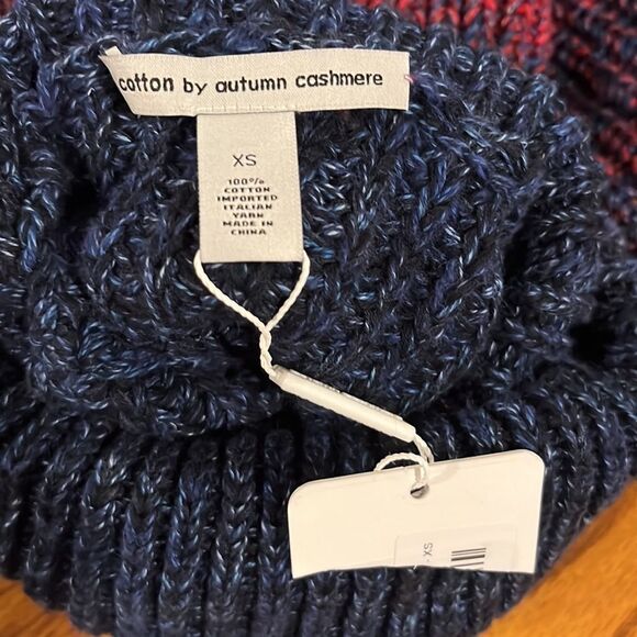 Cotton by Autumn Cashmere turtleneck cable sweater size XS. - Picture 7 of 7